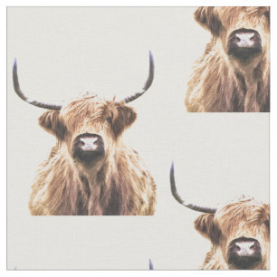 Tissu Portrait animal de ferme de vache Highland
