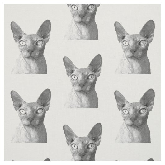 Tissu Portrait de chat noir et blanc Sphynx (Échantillon)