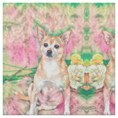 Tissu Portrait de Chihuahua vert rose pâle (Fermer)