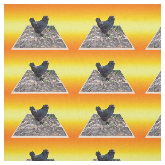 Tissu Poule noire sur fond jaune doré, (Échantillon)