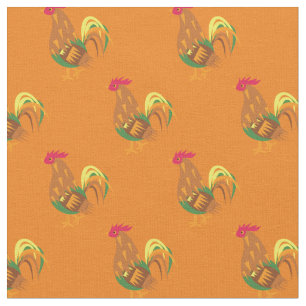 Tissu Poulet Coq Mignon Enfants Bébé Nurserie Orange