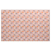 Tissu Poulets dans le jardin avec fleurs rose (Fat Quarter)