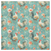 Tissu Poulets Floraux Aquarelle Mignons (Échantillon)