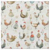 Tissu Poulets gais : Poulets blancs (fermé)