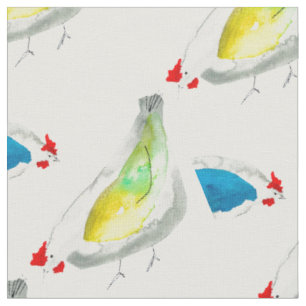 Tissu Poulets mignons aquarelle
