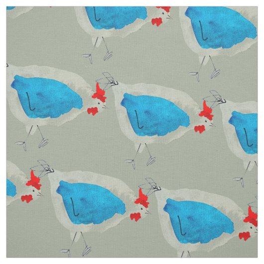 Tissu Poulets mignons aquarelle (Échantillon)