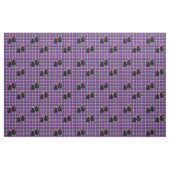 Tissu Poulets Noirs Sur Tartan Violet, (Fat Quarter)