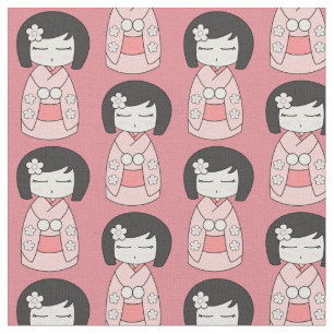 Tissu Poupée rose de Kokeshi