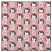Tissu Poupée rose de Kokeshi (Échantillon)
