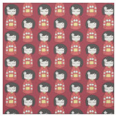 Tissu Poupée rouge de Kokeshi (Échantillon)