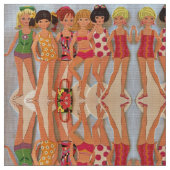 Tissu Poupées de papier d'amusement d'été (Fermer)