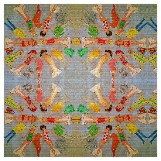 Tissu Poupées de papier d'été (Échantillon)