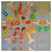 Tissu Poupées de papier d'été (Fermer)