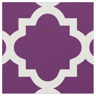 Tissu pourpre du motif de Quatrefoil d'aubergine