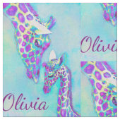 Tissu pourpre et girafes d'aqua personnalisées (Fermer)