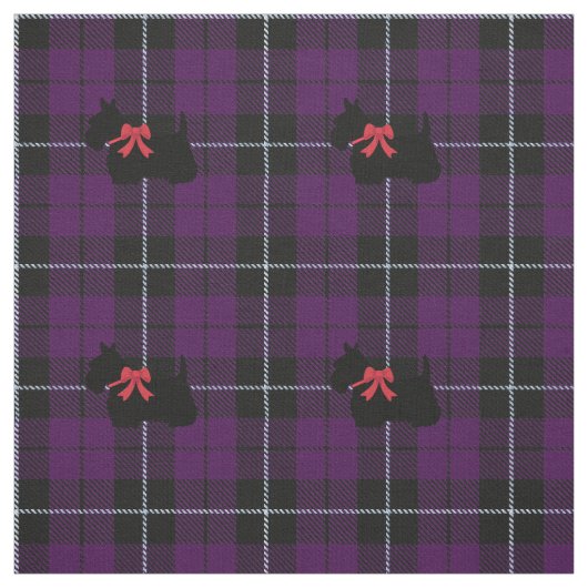 Tissu Pourpre/scottie noir de plaid rayure de la prune (Échantillon)