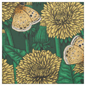Tissu Pré de Dandelion sur vert foncé (Échantillon)
