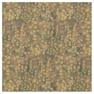 Tissu Pré doré, abstrait fleuri, vert olive jaune