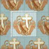 Tissu Prière Hands Christian Cross (Carreau)