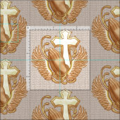 Tissu Prière Hands Christian Cross (Carreau)