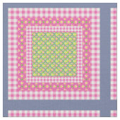 Tissu Primroses Rose Bleu Vert Faux Motif Patchwork (Fermer)