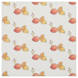 Tissu Princess Goldfish Girly Whimsy Motif d'aquarelle