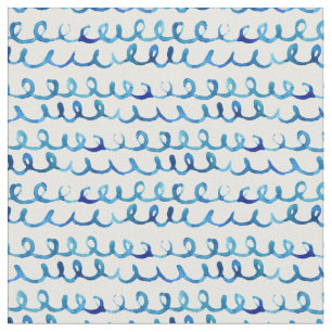 Tissu Profil onduleux d'aquarelle bleue peinte à la mai
