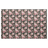 Tissu Profusion rose - Arrière - plan noir (Fat Quarter)
