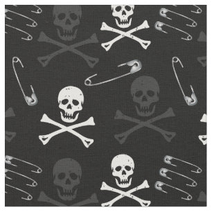 Tissu Punk Rock Goth Grunge Skuls Noir