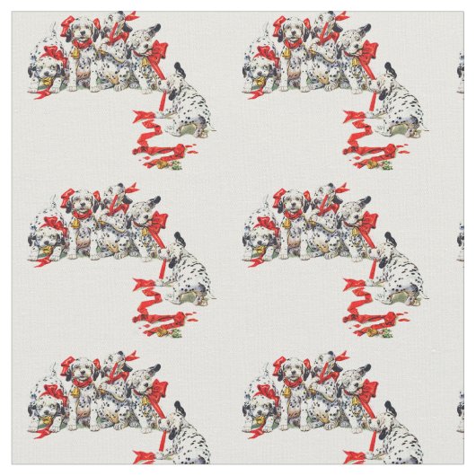 Tissu Pups dalmate avec ruban de vacances (Fermer)