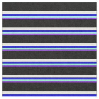 Tissu Purple, Aquamarine, Bleu, Crème à la menthe & Noir