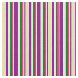 Tissu Purple, Tan, Rose profond, Vert foncé et lignes bl