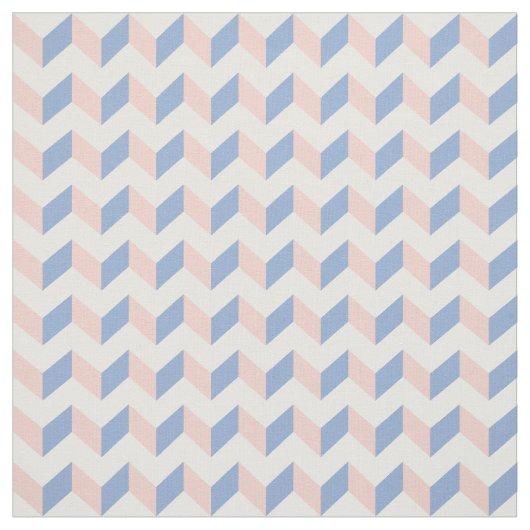 Tissu Quartz rose rose blanc Chevron géométrique bleu (Échantillon)