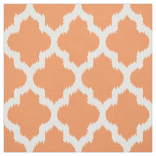 Tissu Quatrefoil blanc Ikat et Arrière - plan orange per