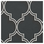 Tissu Quatrefoil blanc sur noir (Fermer)