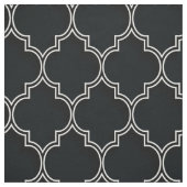Tissu Quatrefoil blanc sur noir (Échantillon)