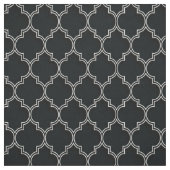 Tissu Quatrefoil blanc sur noir (Échantillon)