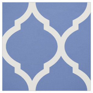Tissu Quatrefoil bleu marocain Grande échelle