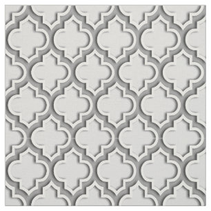 Tissu Quatrefoil marocain gris clair, gris foncé #5DS