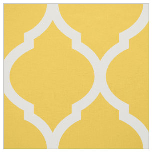 Tissu Quatrefoil Marocain Jaune Grande Échelle