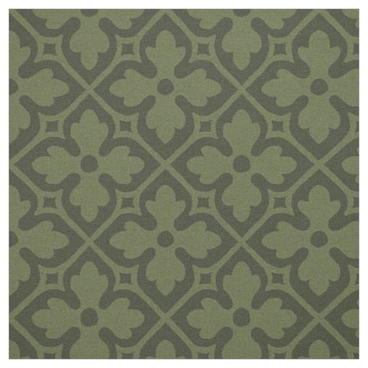Tissu Quatrefoils de renouveau gothique, vert loden (Échantillon)