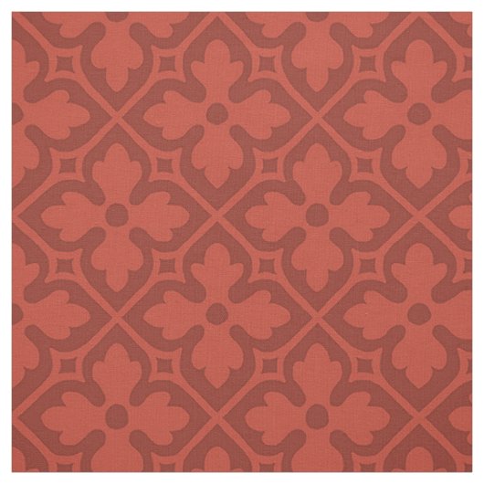 Tissu Quatrefoils de style néogothique, brique rouge (Échantillon)