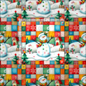Tissu Quilt Look Patchwork Christmas Snowman (Carreau)