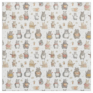Tissu Quirky Quarters : Whimsy Hippo