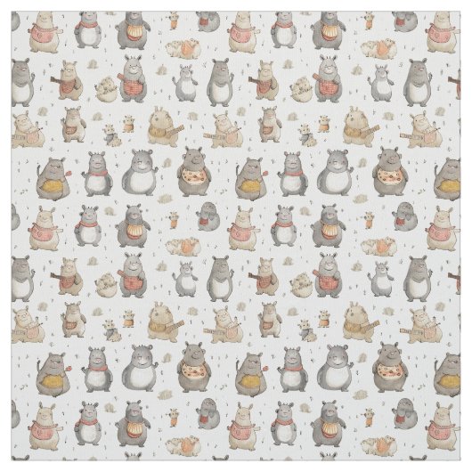 Tissu Quirky Quarters : Whimsy Hippo (Échantillon)