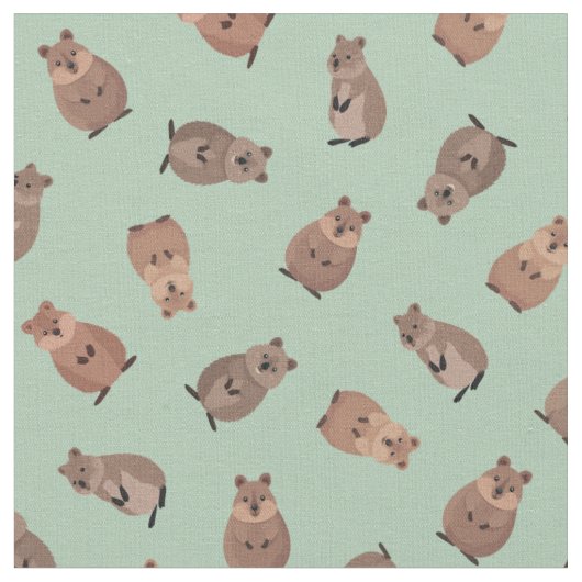 Tissu Quokkas illustrés sur fond vert clair (Fermer)