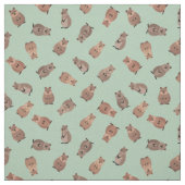 Tissu Quokkas illustrés sur fond vert clair (Échantillon)