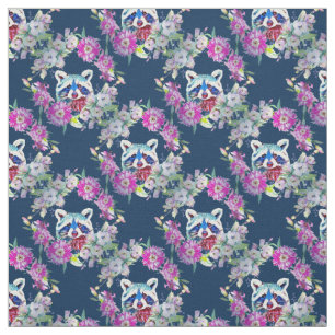 Tissu Raccoon Floral Woodland