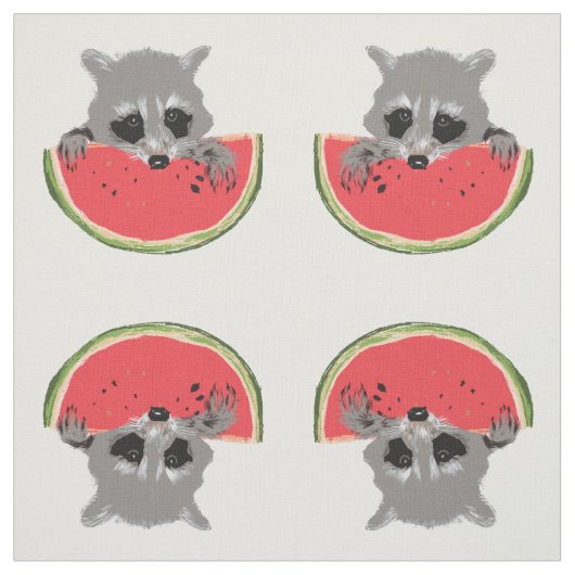 Tissu Raccoon mangeant de la pastèque (Échantillon)