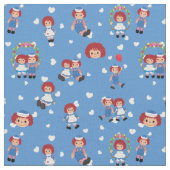 Tissu Raggedy Ann and Andy on Falling Hearts on Blue (Fermer)